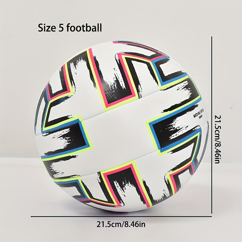 Custom Name 5 Soccer Ball - Personalized White with Colorful Stripes
