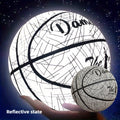 New Reflective Basketball - Durable Rubber Wear-Resistant White with Black Line Design