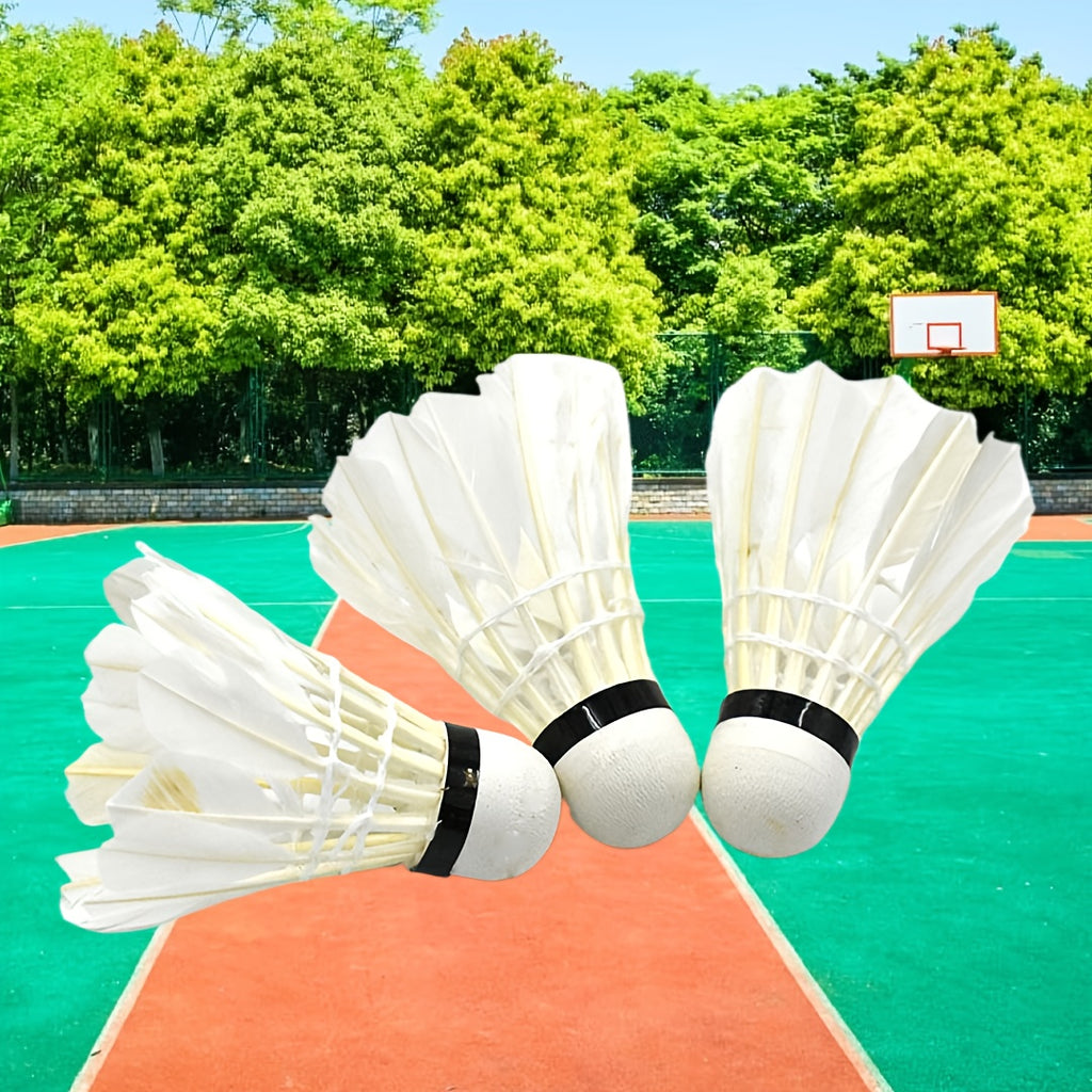 3pcs Badminton Shuttlecocks 3pcs Durable Badminton Shuttlecocks with White & Black Duck Feathers & Soft Foam Heads | Design for Training, Team Sports, Casual Play | Tennis & Short-Handled Paddle Accessories, Outdoor Recreation, Classic Shuttlecock