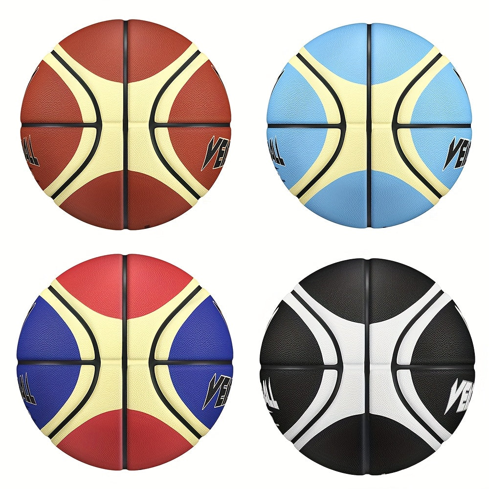 Veidoorn Official Basketball - Durable Rubber Indoor\u002FOutdoor Training & Competition Ball with Black\u002FWhite\u002FRed Accents