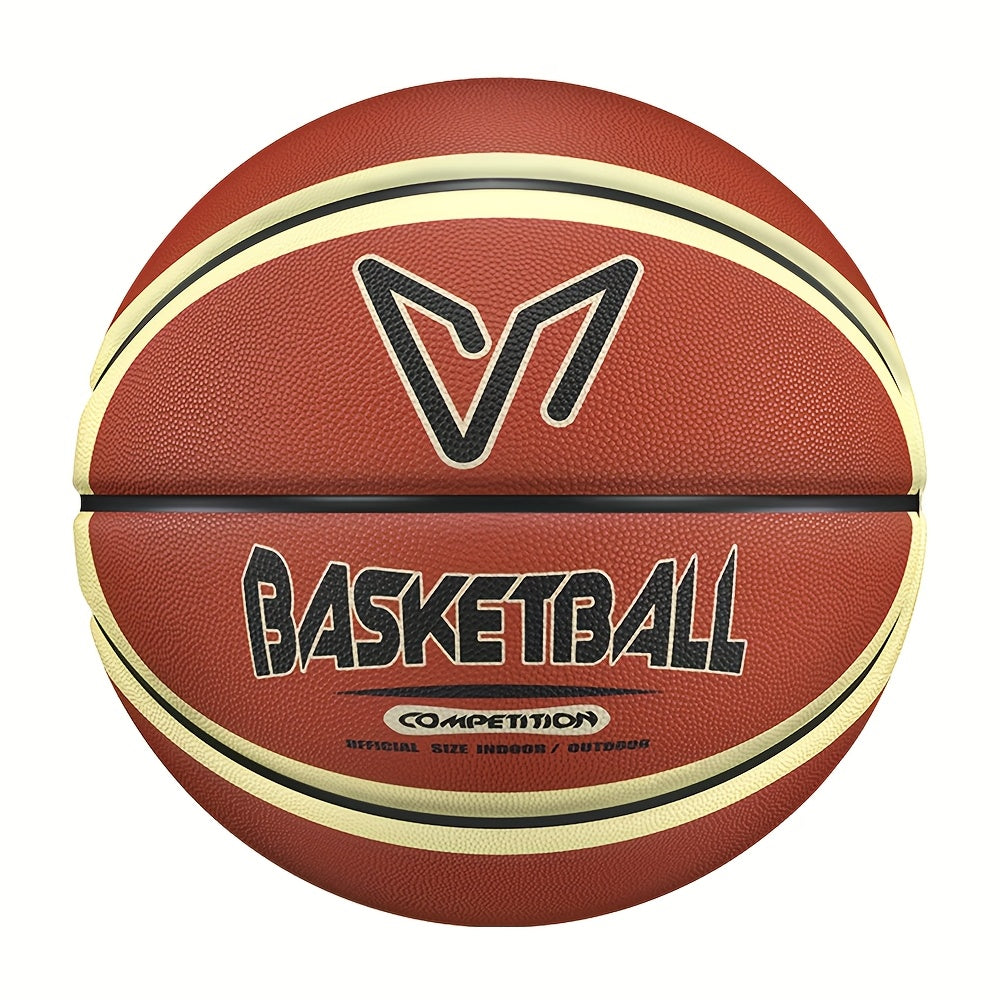 Veidoorn Official Basketball - Durable Rubber Indoor\u002FOutdoor Training & Competition Ball with Black\u002FWhite\u002FRed Accents