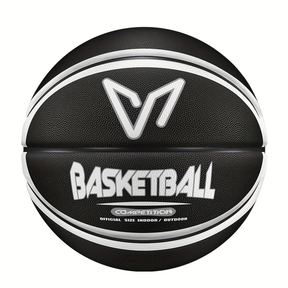 Veidoorn Official Basketball - Durable Rubber Indoor\u002FOutdoor Training & Competition Ball with Black\u002FWhite\u002FRed Accents