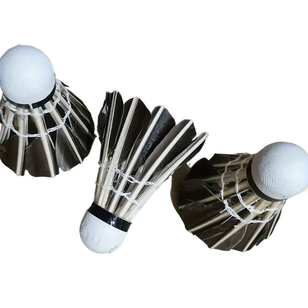 3pcs Badminton Shuttlecocks 3pcs Durable Badminton Shuttlecocks with White & Black Duck Feathers & Soft Foam Heads | Design for Training, Team Sports, Casual Play | Tennis & Short-Handled Paddle Accessories, Outdoor Recreation, Classic Shuttlecock