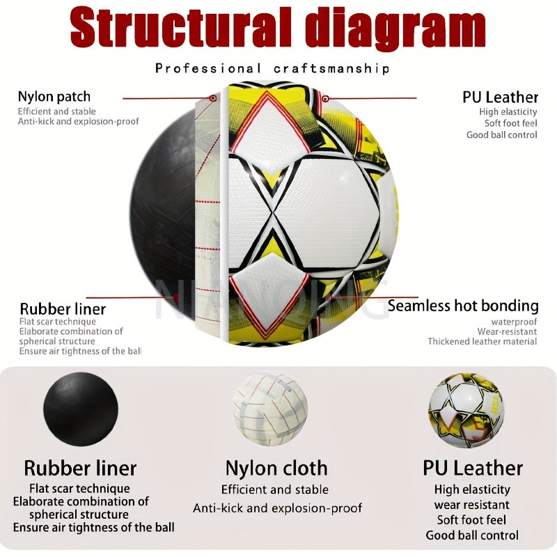 New Thickened PU Leather Seamless Heat-Sealed Soccer Ball