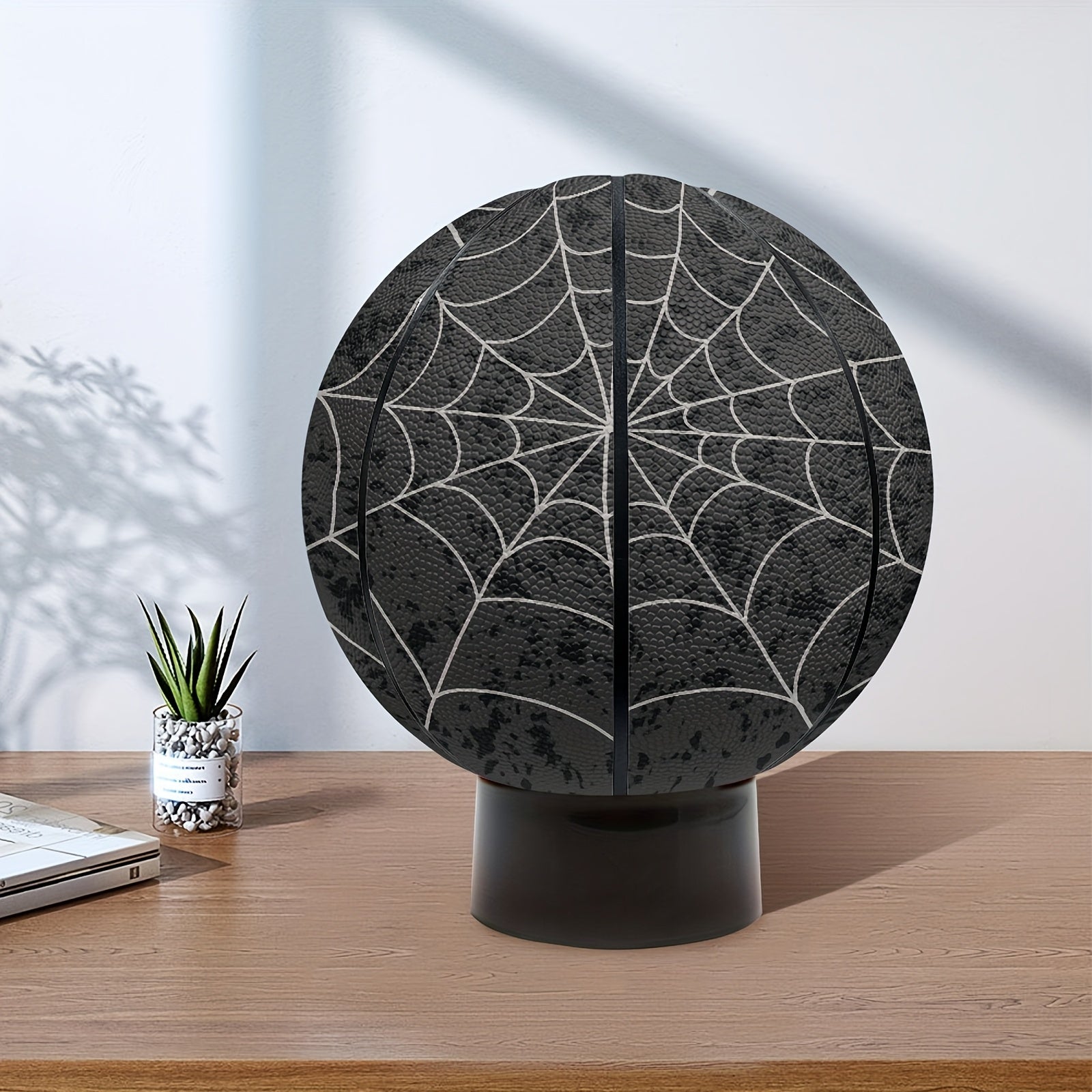 Customized basketball with spider web and skull design, size 5 or 7