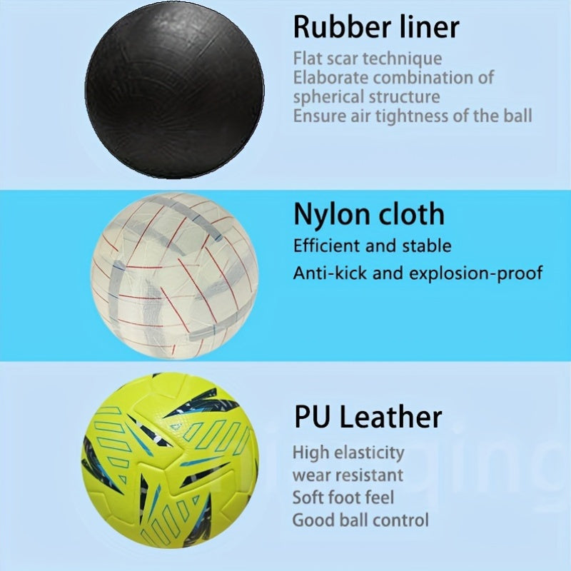 Professional No.5 Soccer Ball - High-Quality Faux Leather, Seamless Heat-Bonded Construction