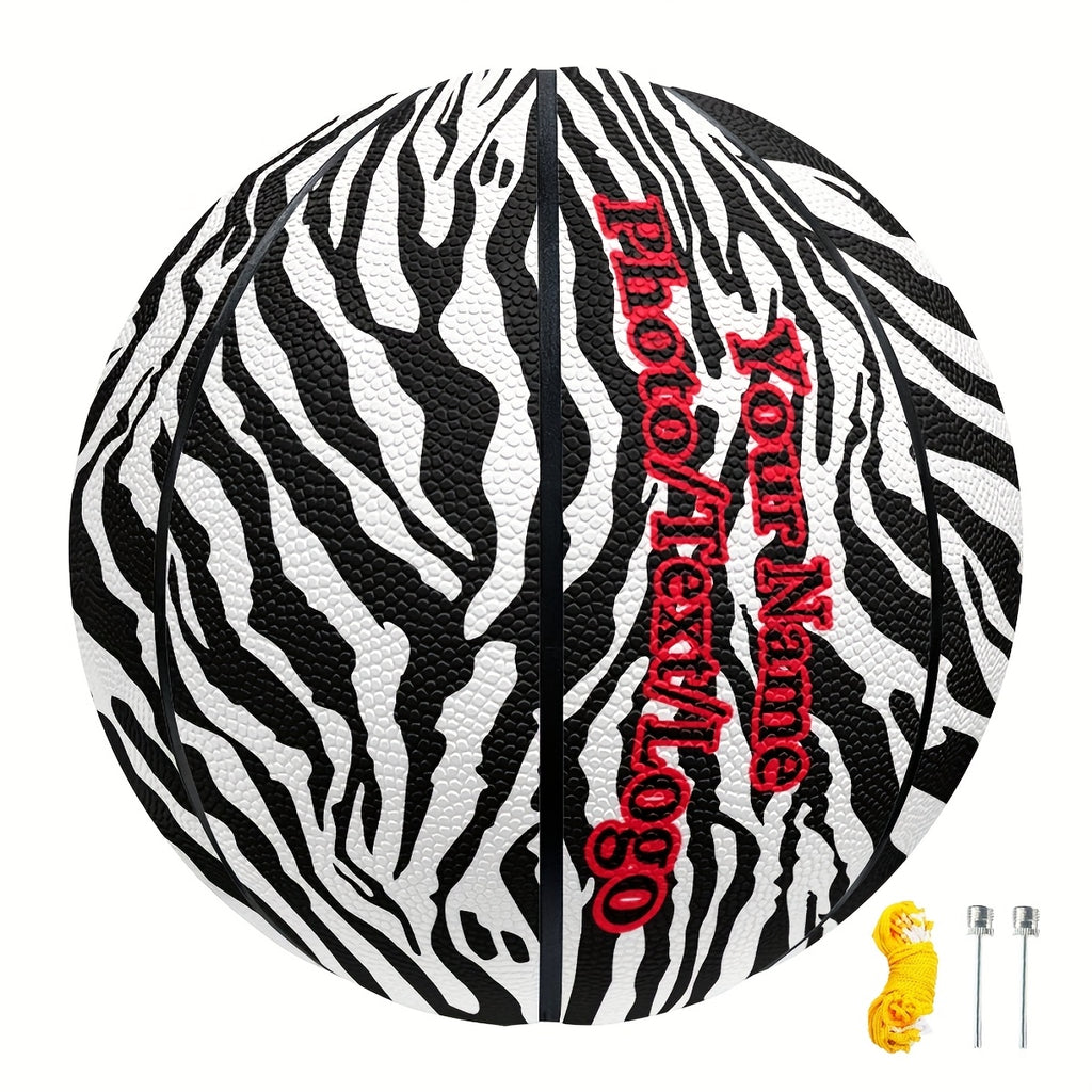 Zebra Print Custom Basketball-Add Your Design-Photo\u002FText\u002FLogo\u002FName
