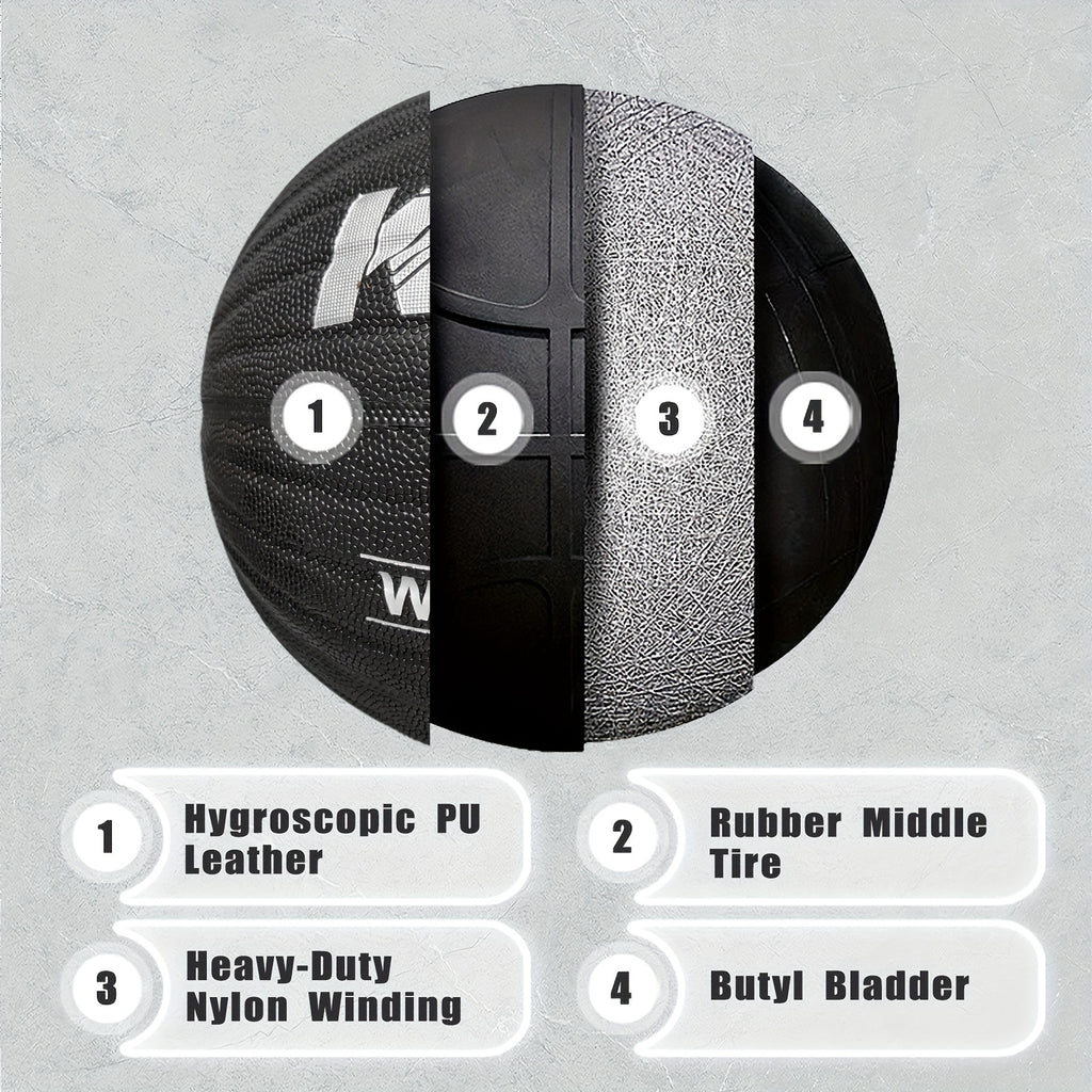 KHT Heavy-Duty Training Basketball - 2.2\u002F2.87\u002F3.31LB Size 7 - Weighted Absorbent PU Material