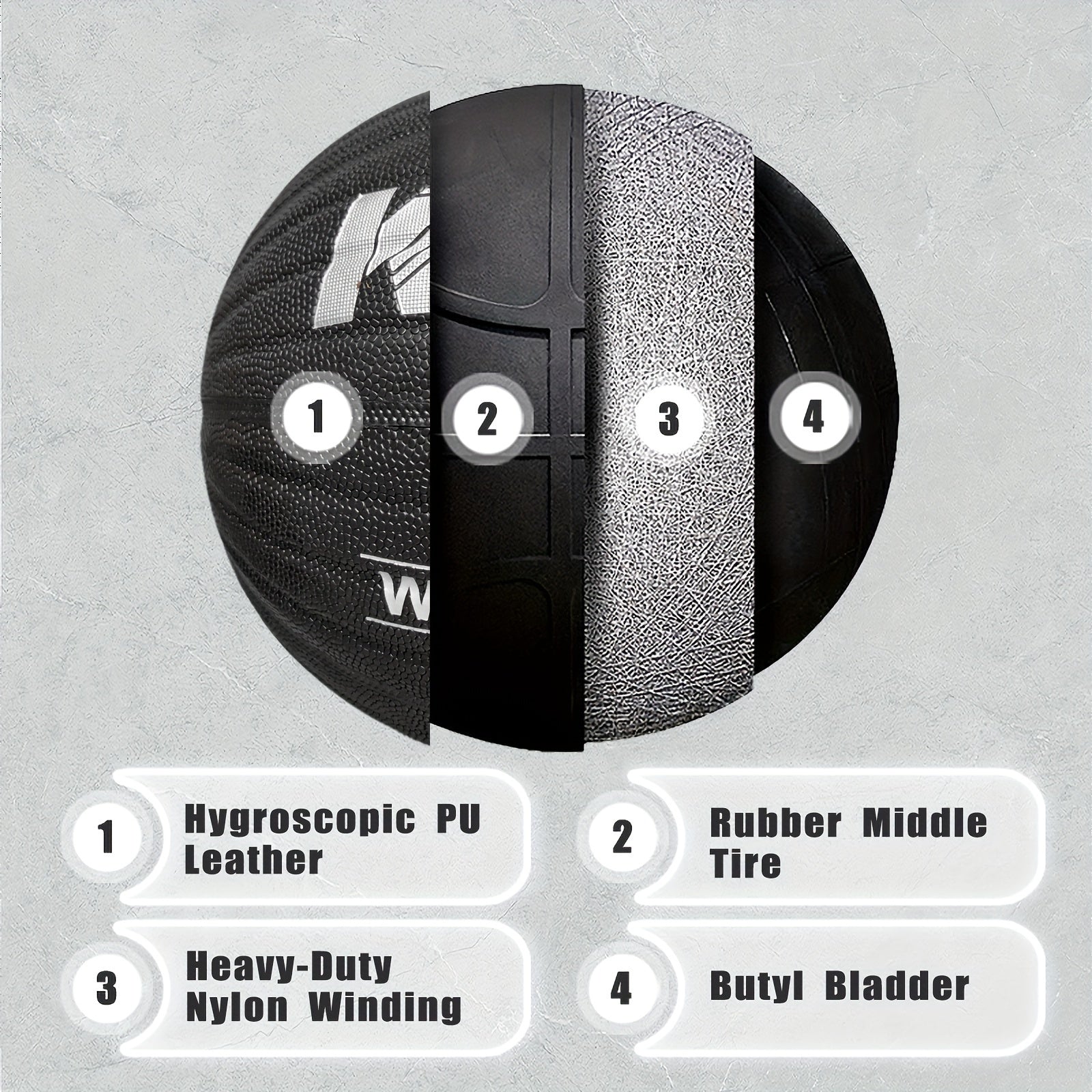 KHT Heavy-Duty Training Basketball - 2.2\u002F2.87\u002F3.31LB Size 7 - Weighted Absorbent PU Material