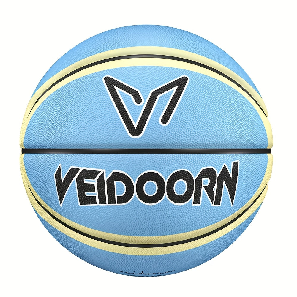 Veidoorn Official Basketball - Durable Rubber Indoor\u002FOutdoor Training & Competition Ball with Black\u002FWhite\u002FRed Accents