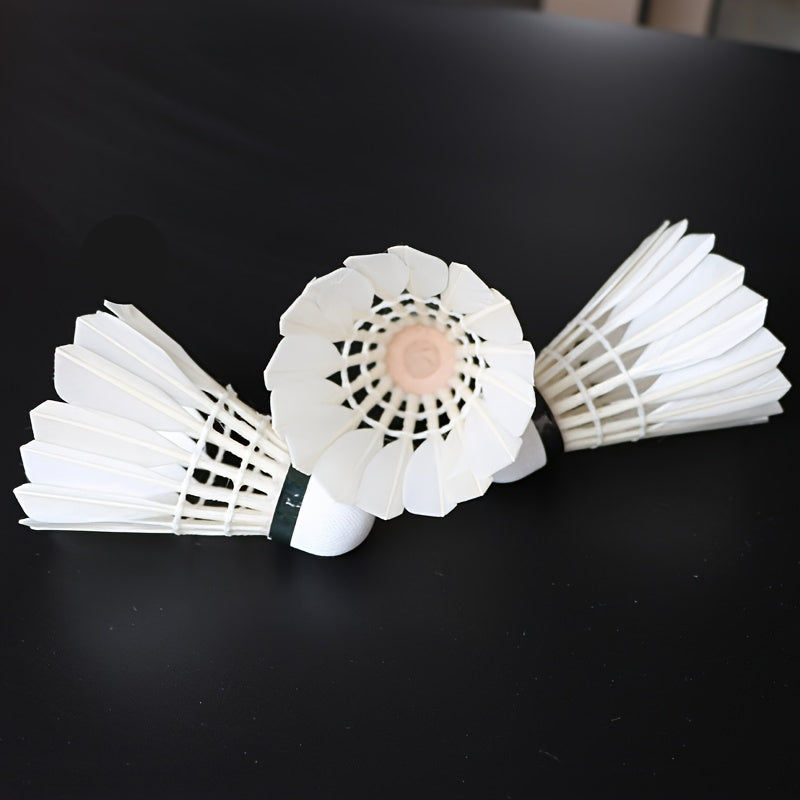3pcs White & Black Feather Shuttlecocks - Aerodynamic Design for Stable Flight