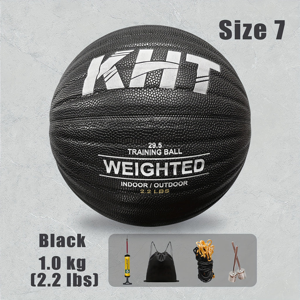 KHT Heavy-Duty Training Basketball - 2.2\u002F2.87\u002F3.31LB Size 7 - Weighted Absorbent PU Material