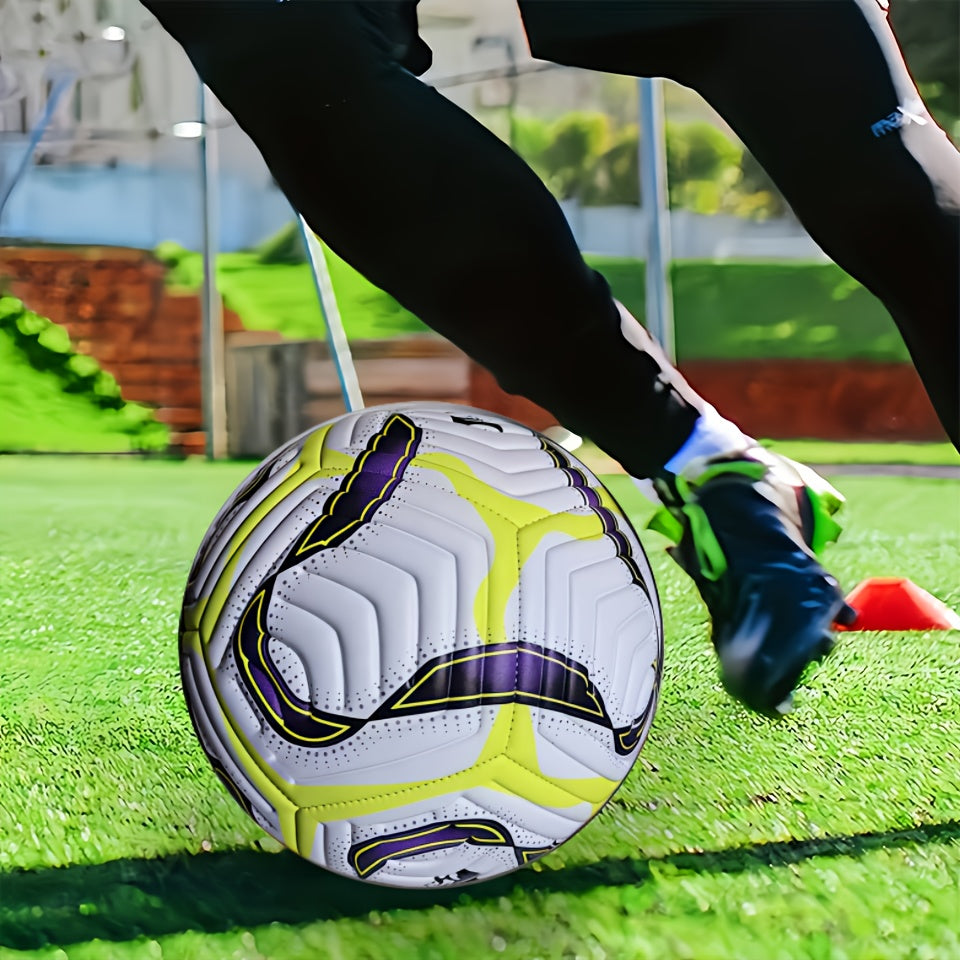 Vibrant Neon Green & Purple Football with Black & White Patterns - Durable Synthetic Faux Leather