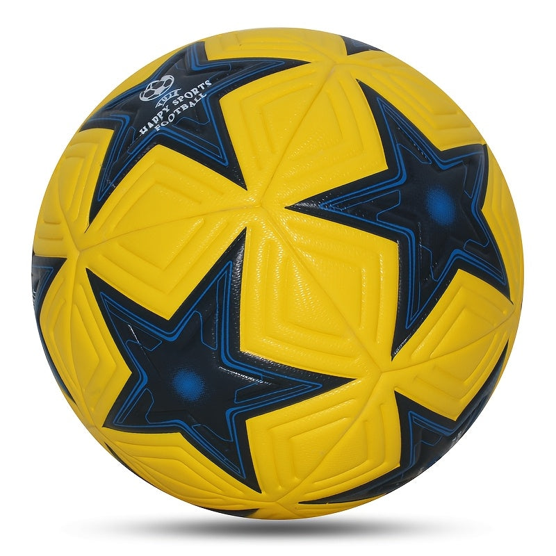 Professional Soccer Ball 1pc Professional High-Quality Size 5 Soccer Ball | Vibrant Yellow & Blue Star Pattern Design