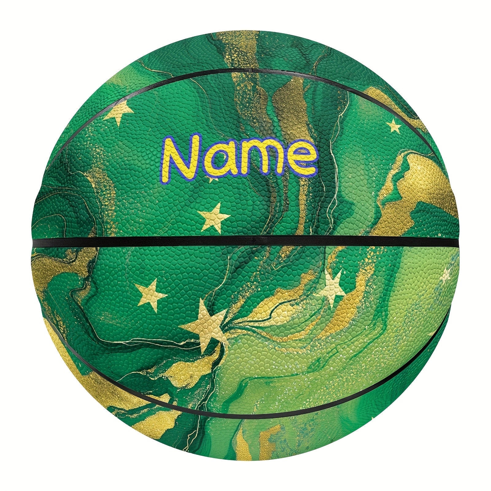 Custom Name Basketball - Green & Blue Marble Pattern PU Indoor\u002FOutdoor Game Ball
