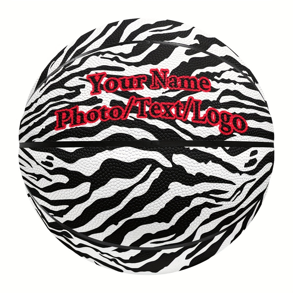 Zebra Print Custom Basketball-Add Your Design-Photo\u002FText\u002FLogo\u002FName
