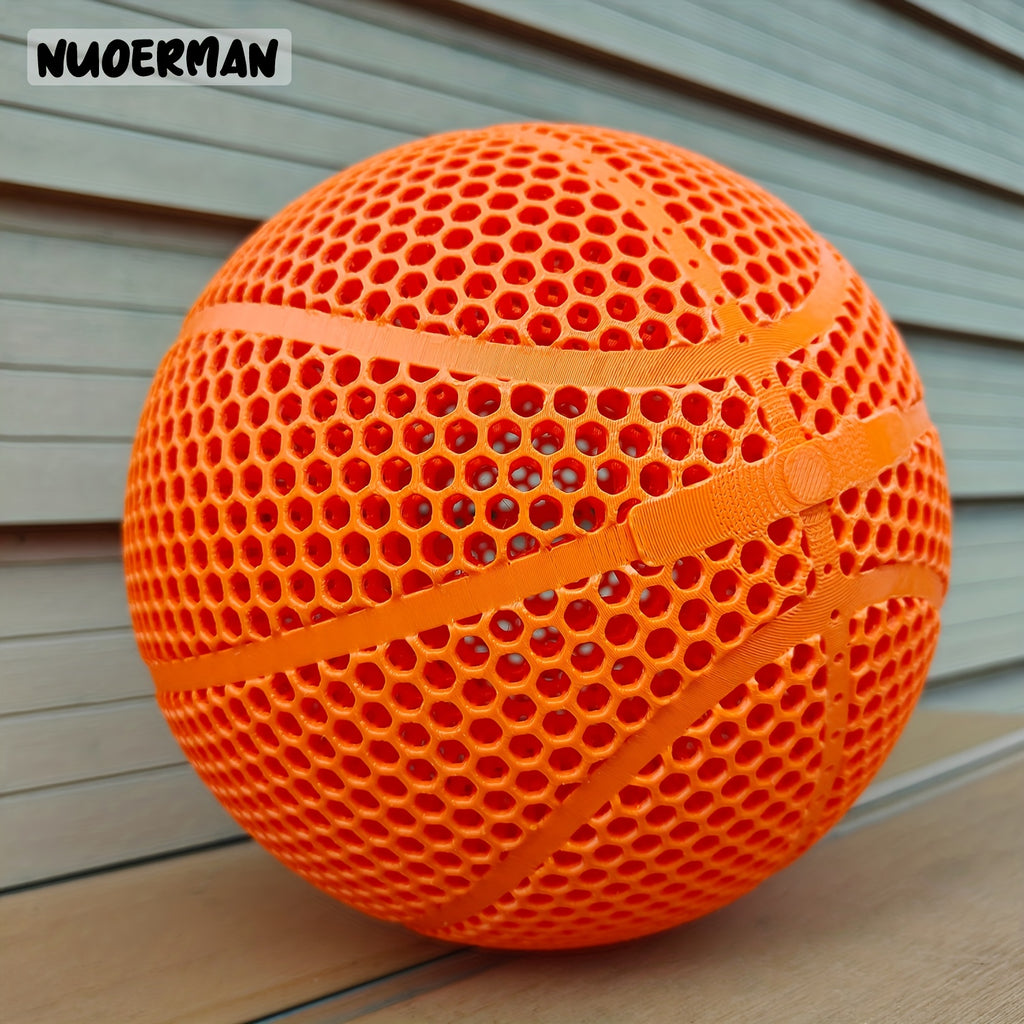 NUOERMAN 3D Printed Orange Basketball - No-Inflation Concept