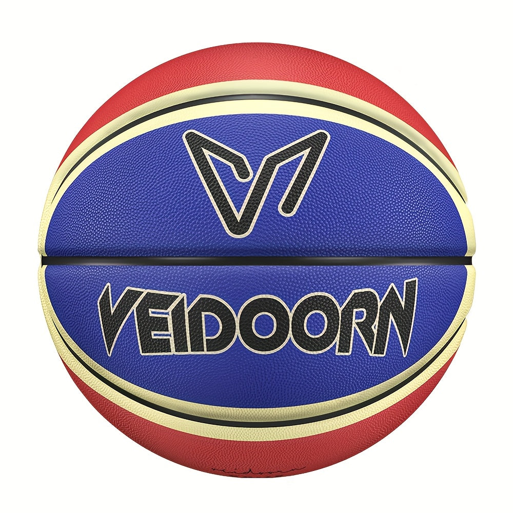 Veidoorn Official Basketball - Durable Rubber Indoor\u002FOutdoor Training & Competition Ball with Black\u002FWhite\u002FRed Accents