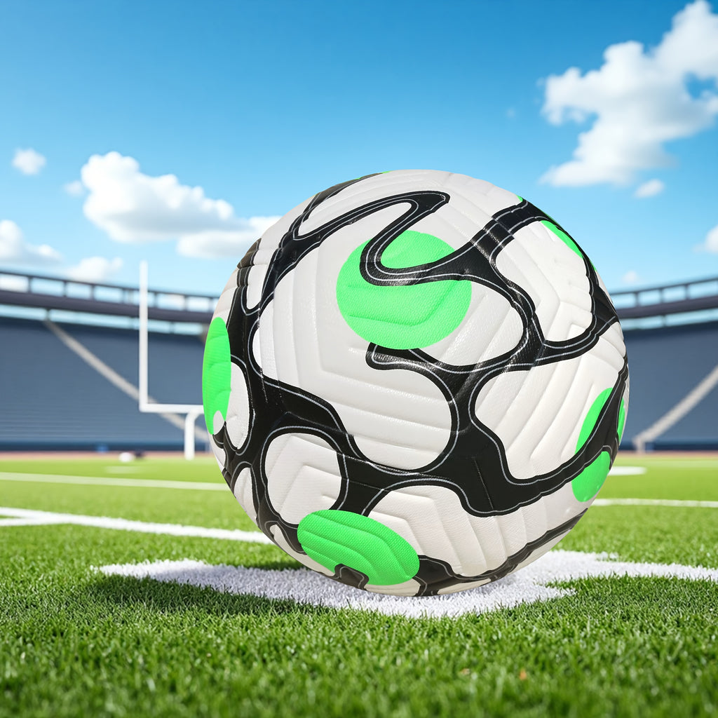 Professional Soccer Ball - Size 5 Machine-Sewn PU Football with Black