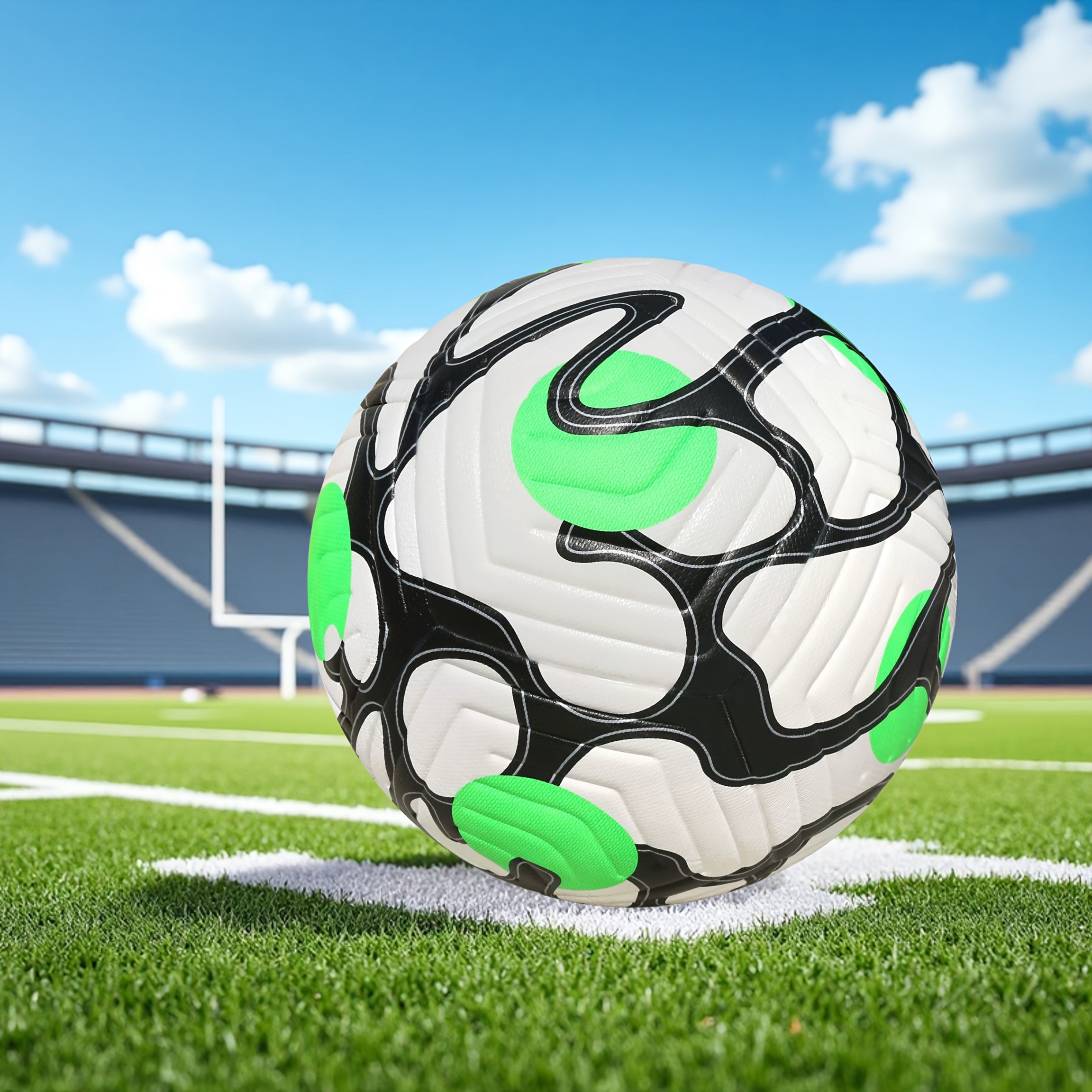 Professional Soccer Ball - Size 5 Machine-Sewn PU Football with Black