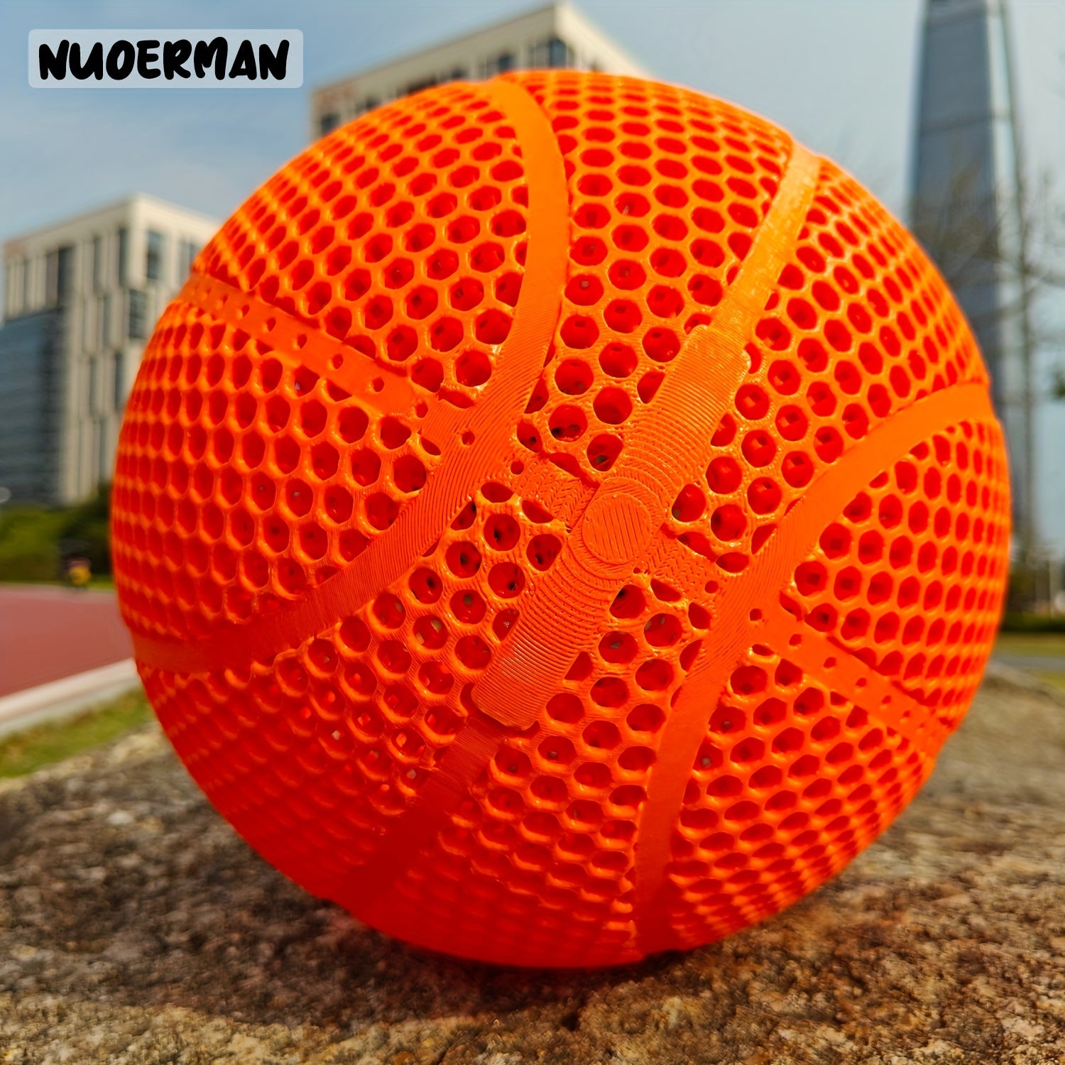 NUOERMAN 3D Printed Orange Basketball - No-Inflation Concept