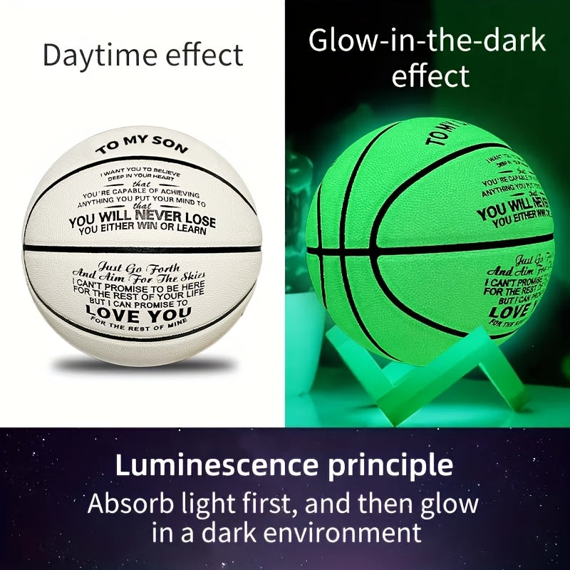 Glow-in-the-Dark Basketball #7 - Personalized Custom Name\u002FMessage, No Batteries Needed
