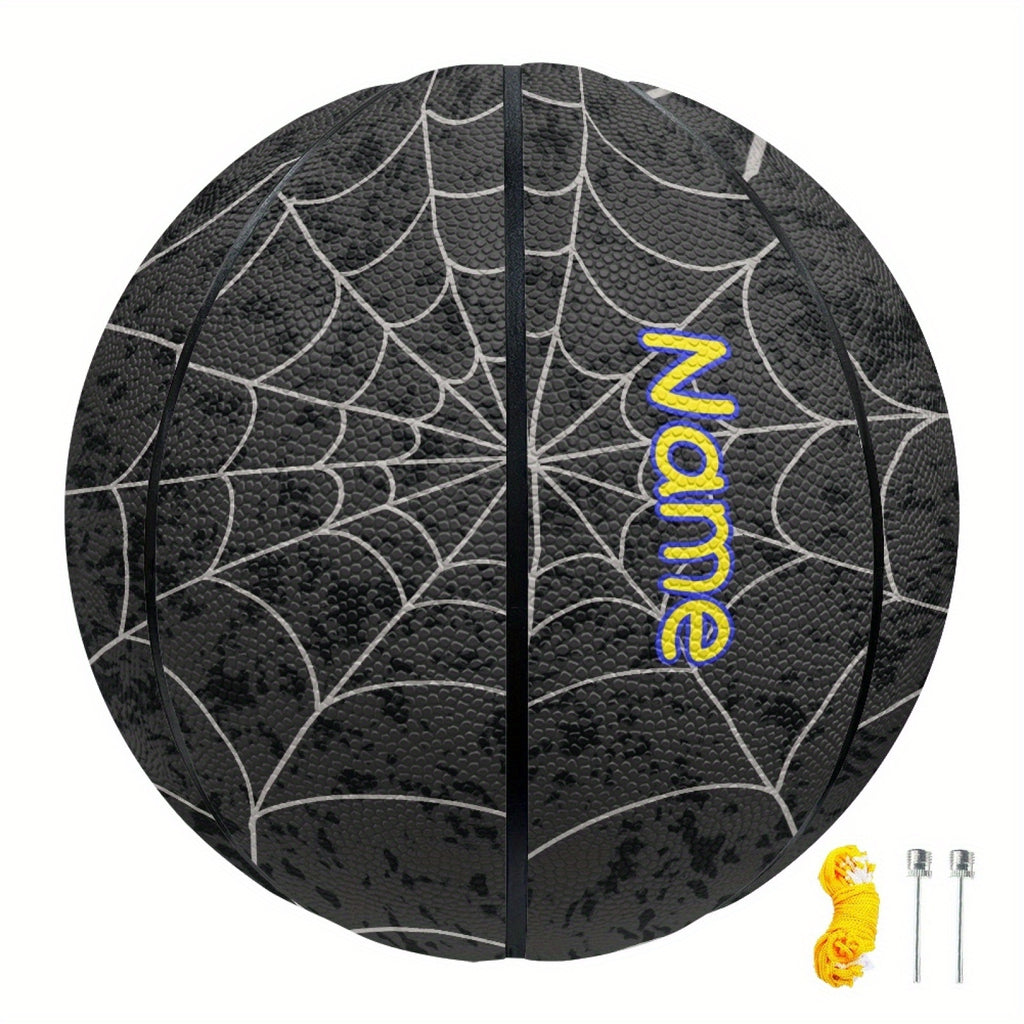 Customized basketball with spider web and skull design, size 5 or 7