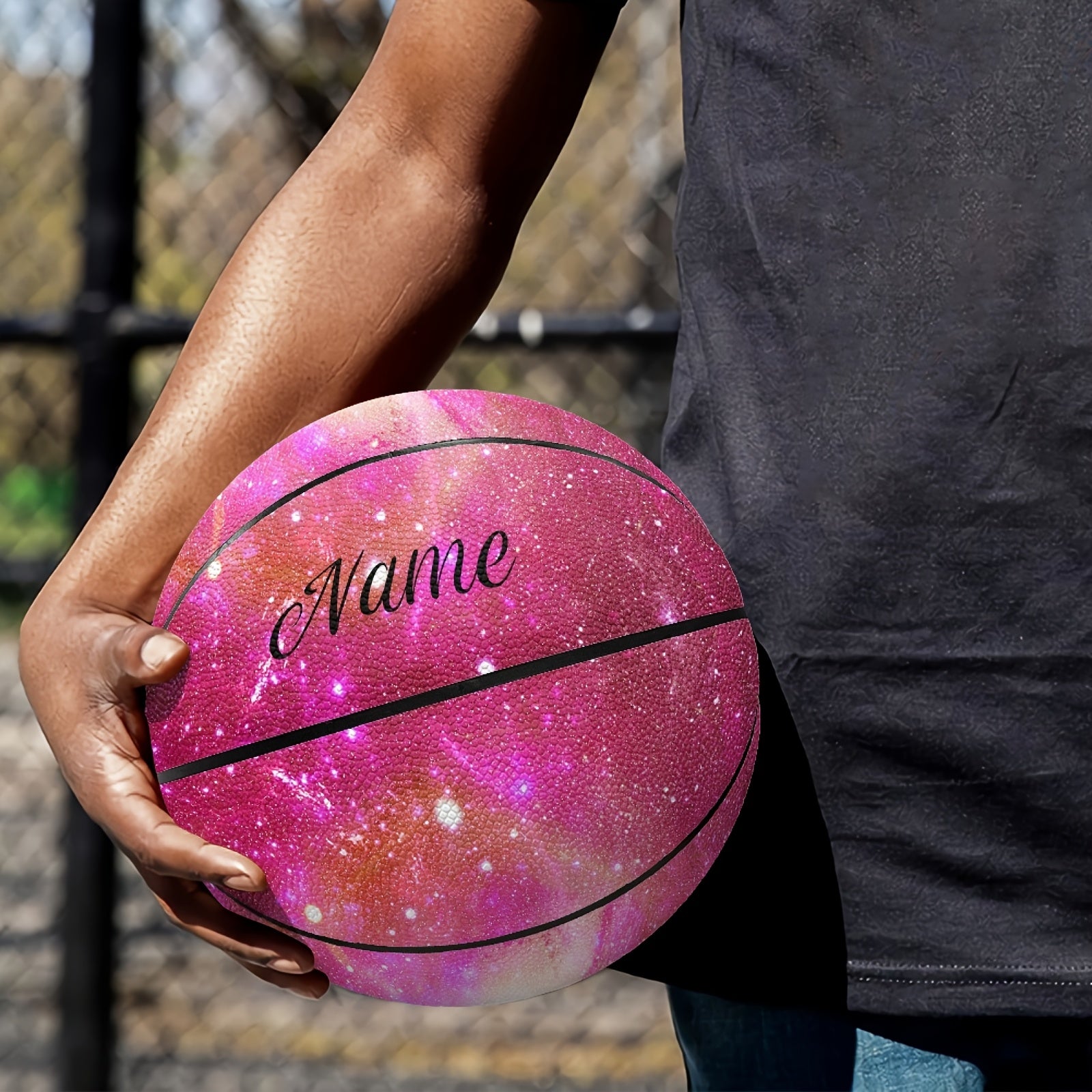 Pink Starry Sky Basketball Pink Starry Sky Design Basketball - Custom Name