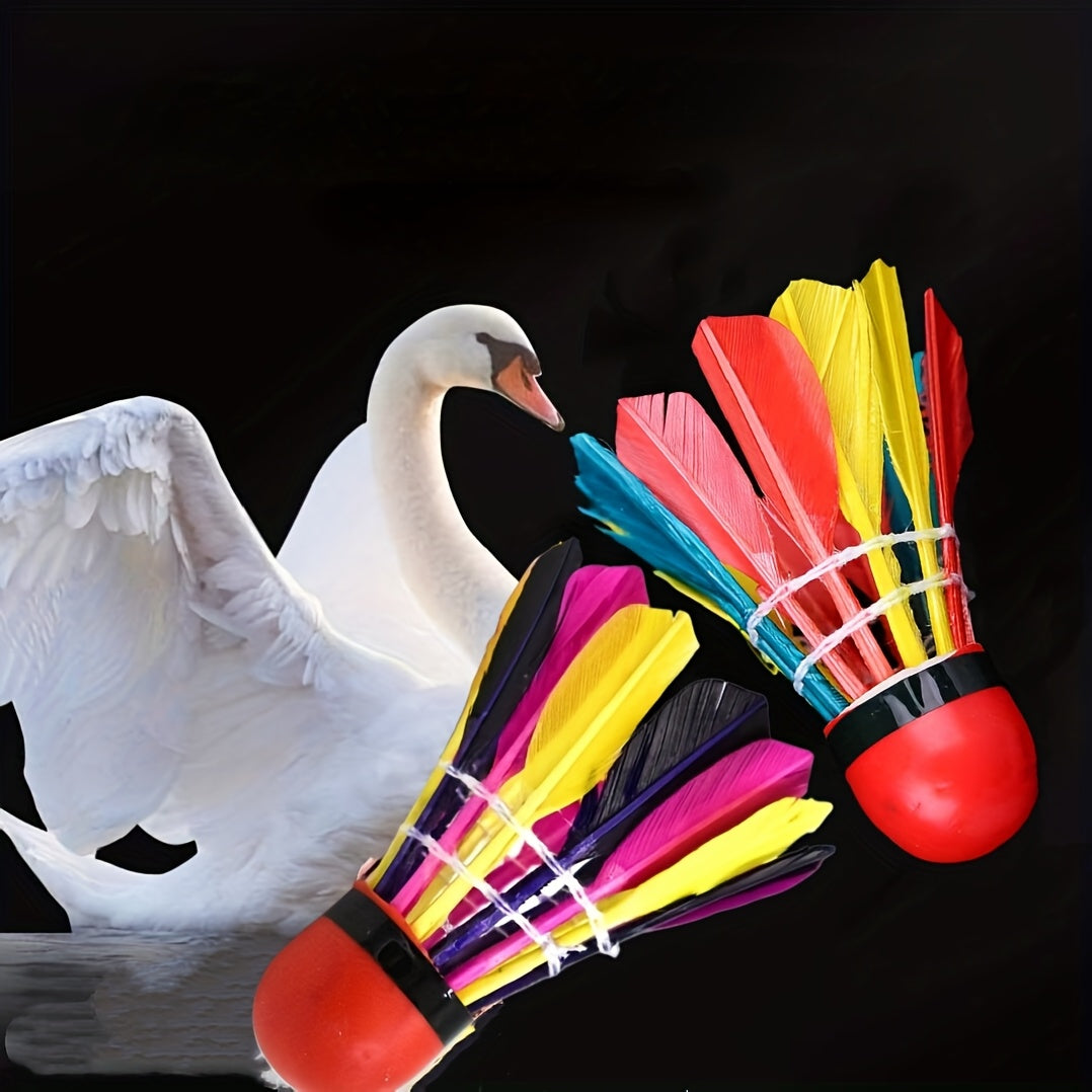 Vibrant Colorful Goose Feather Badminton Shuttlecocks - Wind-Resistant Anti-Wind Rubber Head for Outdoor Sports