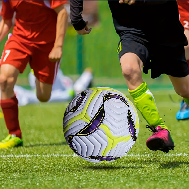 Vibrant Neon Green & Purple Football with Black & White Patterns - Durable Synthetic Faux Leather
