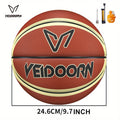 Veidoorn Official Basketball - Durable Rubber Indoor\u002FOutdoor Training & Competition Ball with Black\u002FWhite\u002FRed Accents