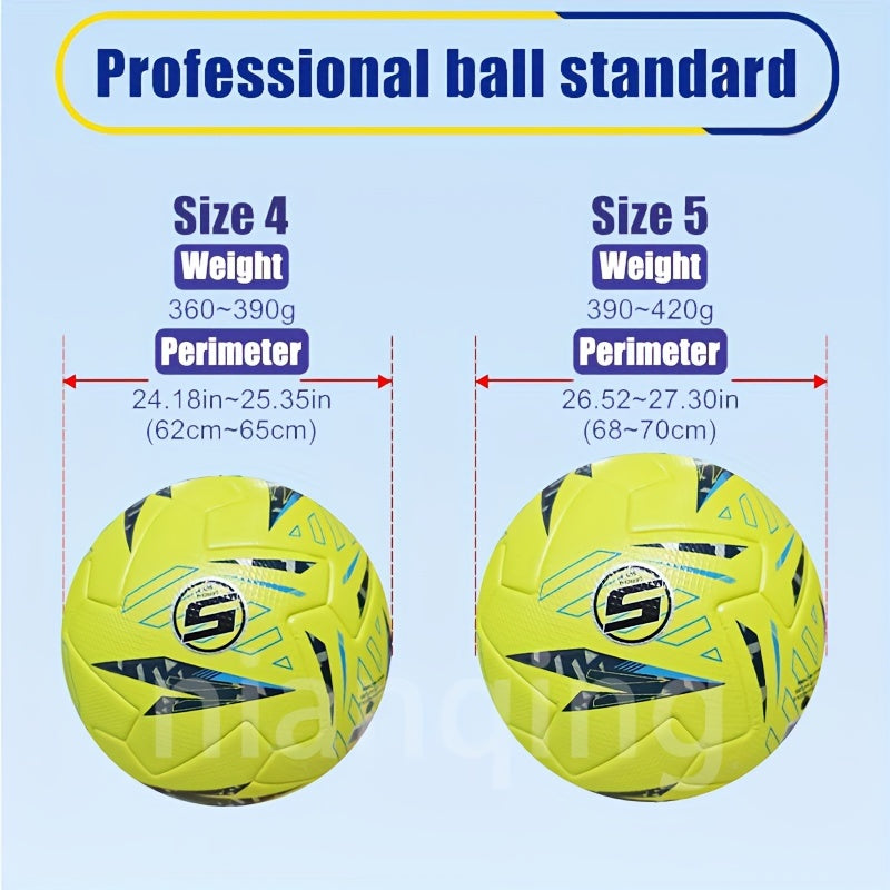 Professional No.5 Soccer Ball - High-Quality Faux Leather, Seamless Heat-Bonded Construction