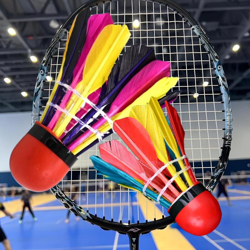 Vibrant Colorful Goose Feather Badminton Shuttlecocks - Wind-Resistant Anti-Wind Rubber Head for Outdoor Sports