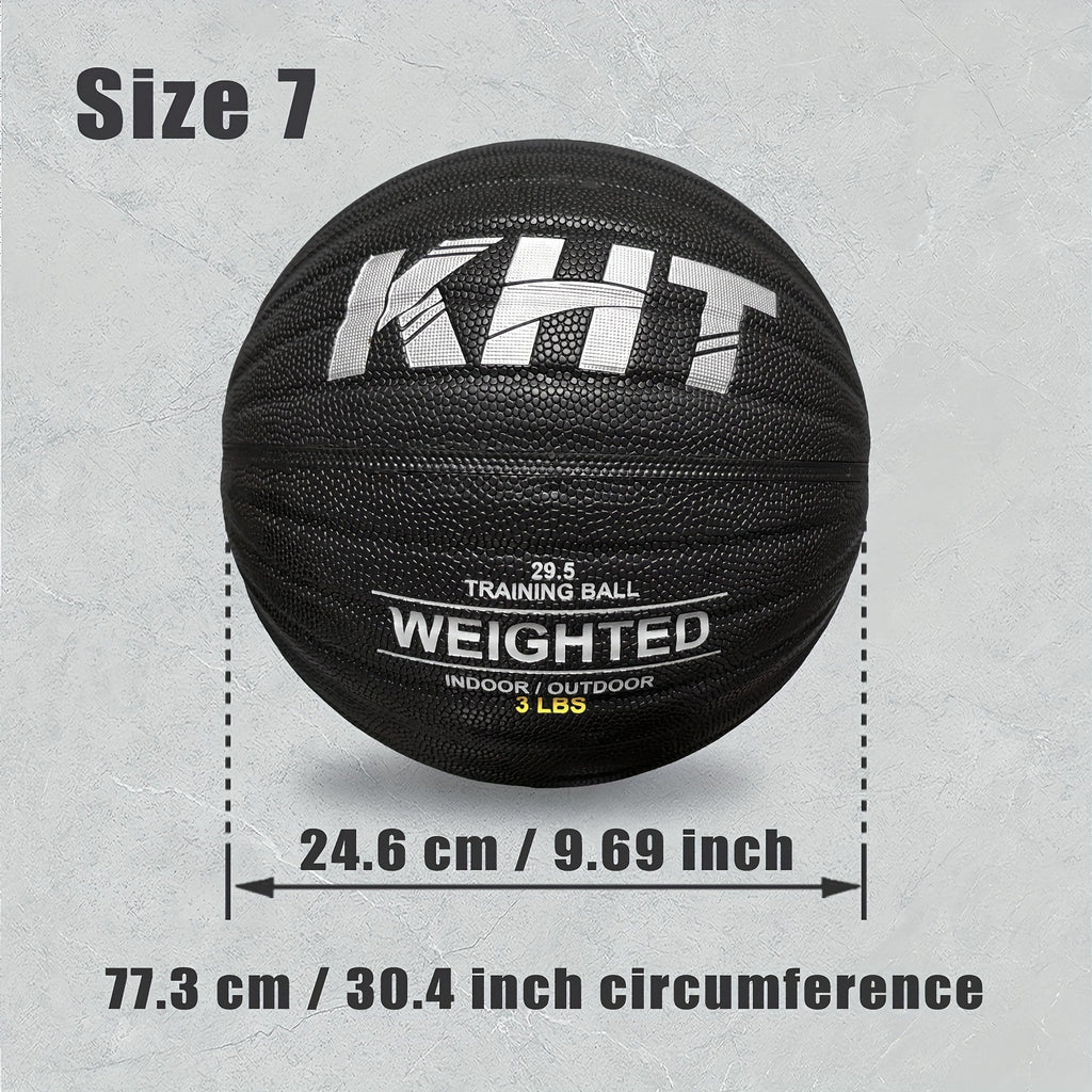 KHT Heavy-Duty Training Basketball - 2.2\u002F2.87\u002F3.31LB Size 7 - Weighted Absorbent PU Material