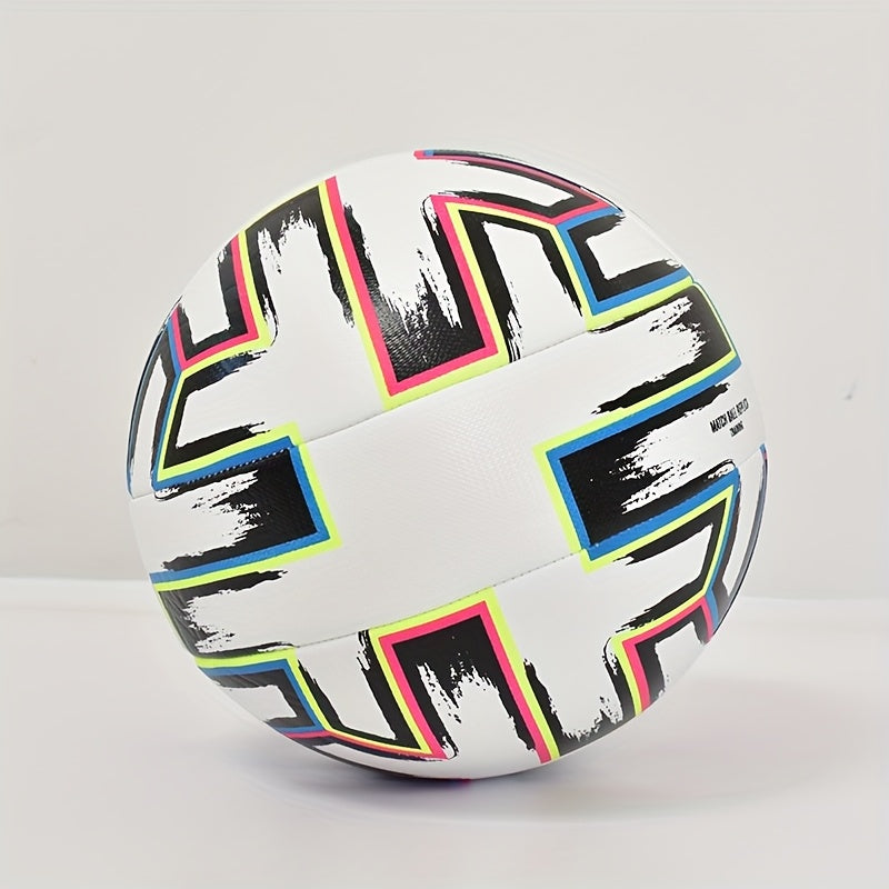 Custom Name 5 Soccer Ball - Personalized White with Colorful Stripes