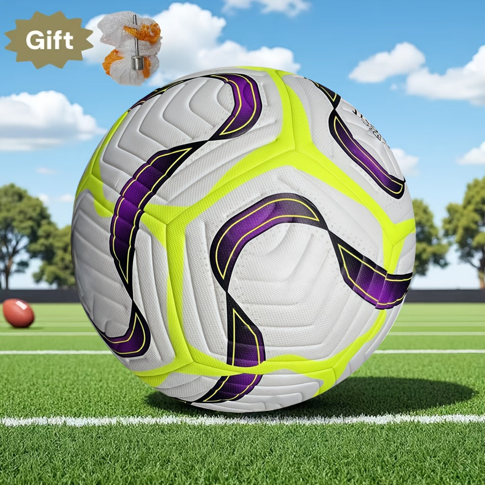 Vibrant Neon Green & Purple Football with Black & White Patterns - Durable Synthetic Faux Leather