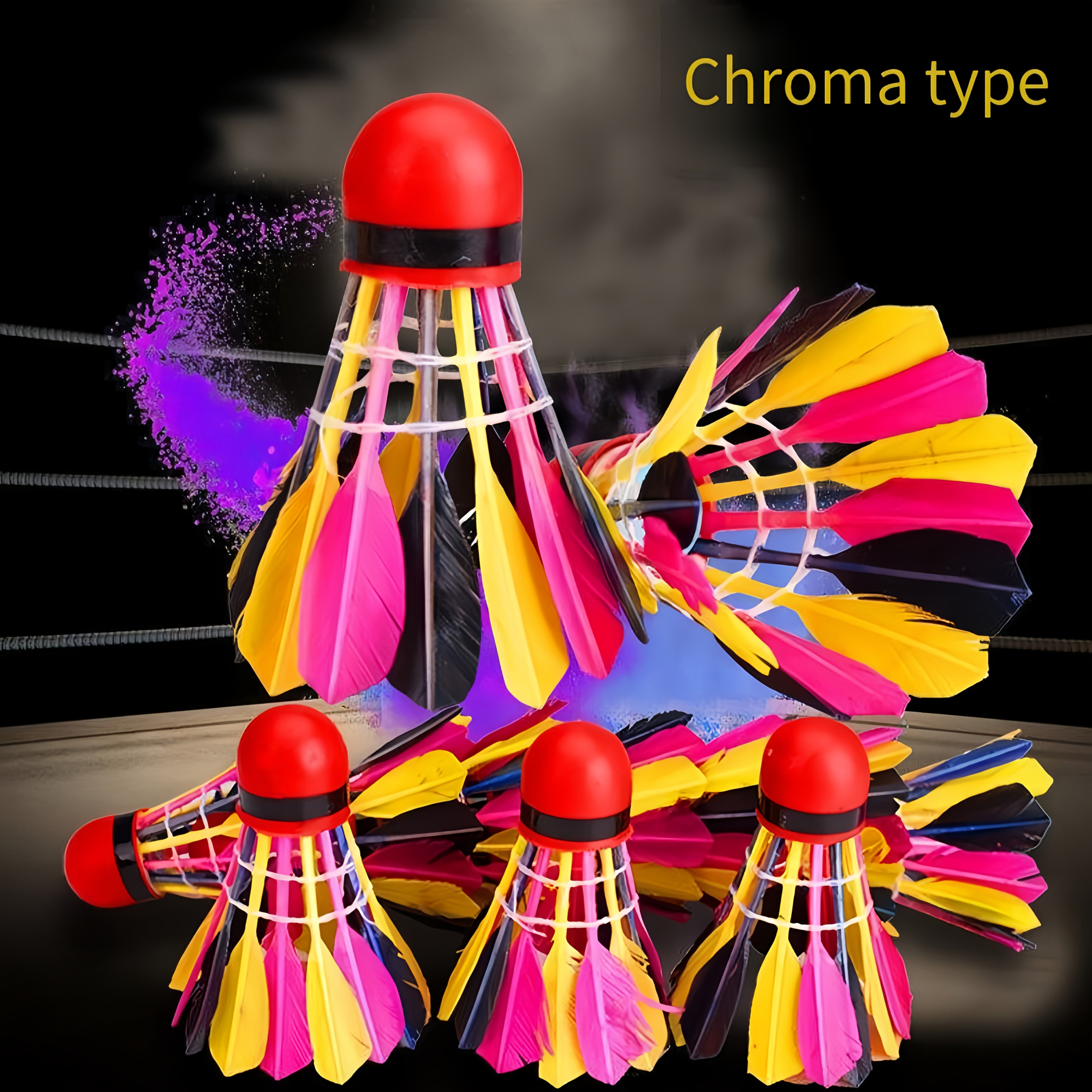 Vibrant Colorful Goose Feather Badminton Shuttlecocks - Wind-Resistant Anti-Wind Rubber Head for Outdoor Sports