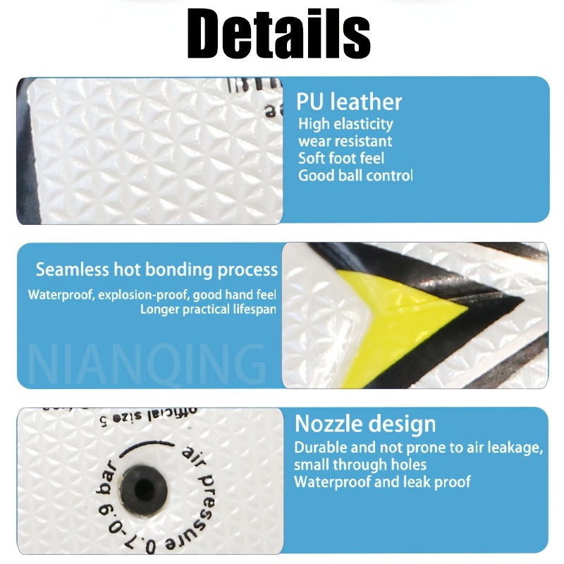 New Thickened PU Leather Seamless Heat-Sealed Soccer Ball