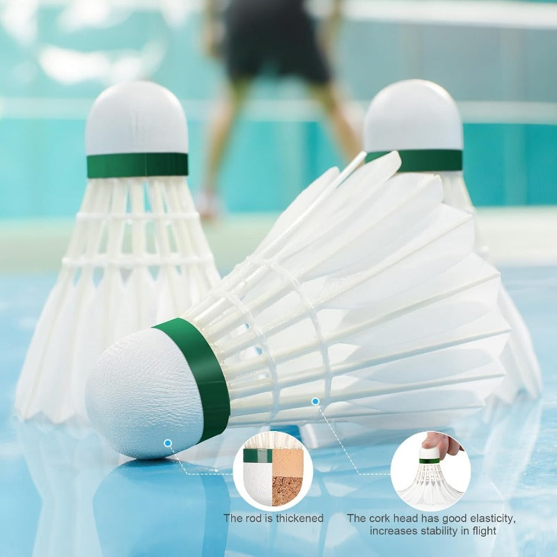 12 Pack Professional-Grade Goose Feather Badminton Shuttlecocks (Birdies) - High-Speed Training