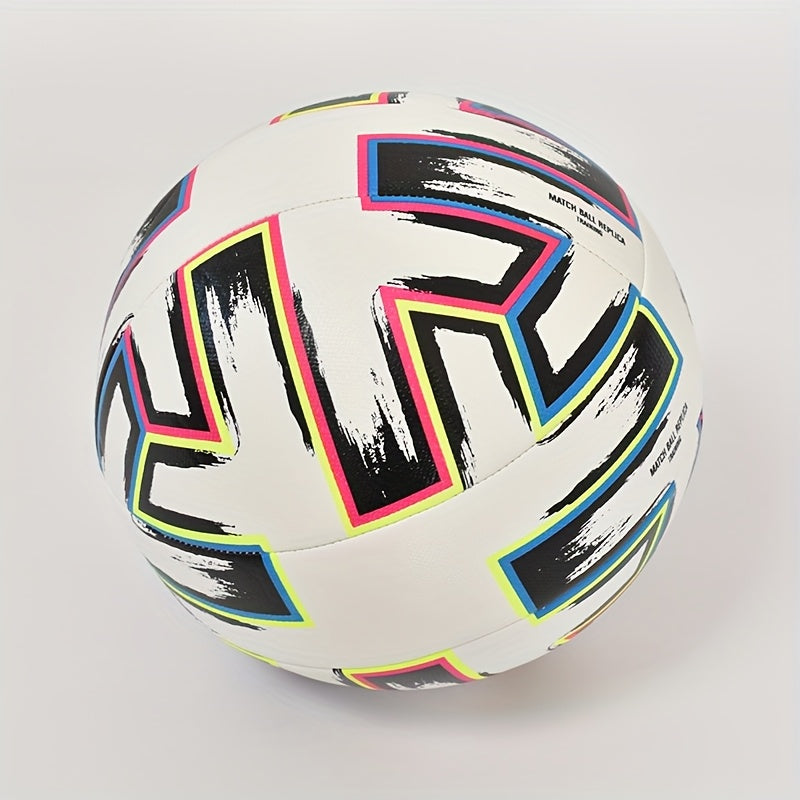 Custom Name 5 Soccer Ball - Personalized White with Colorful Stripes