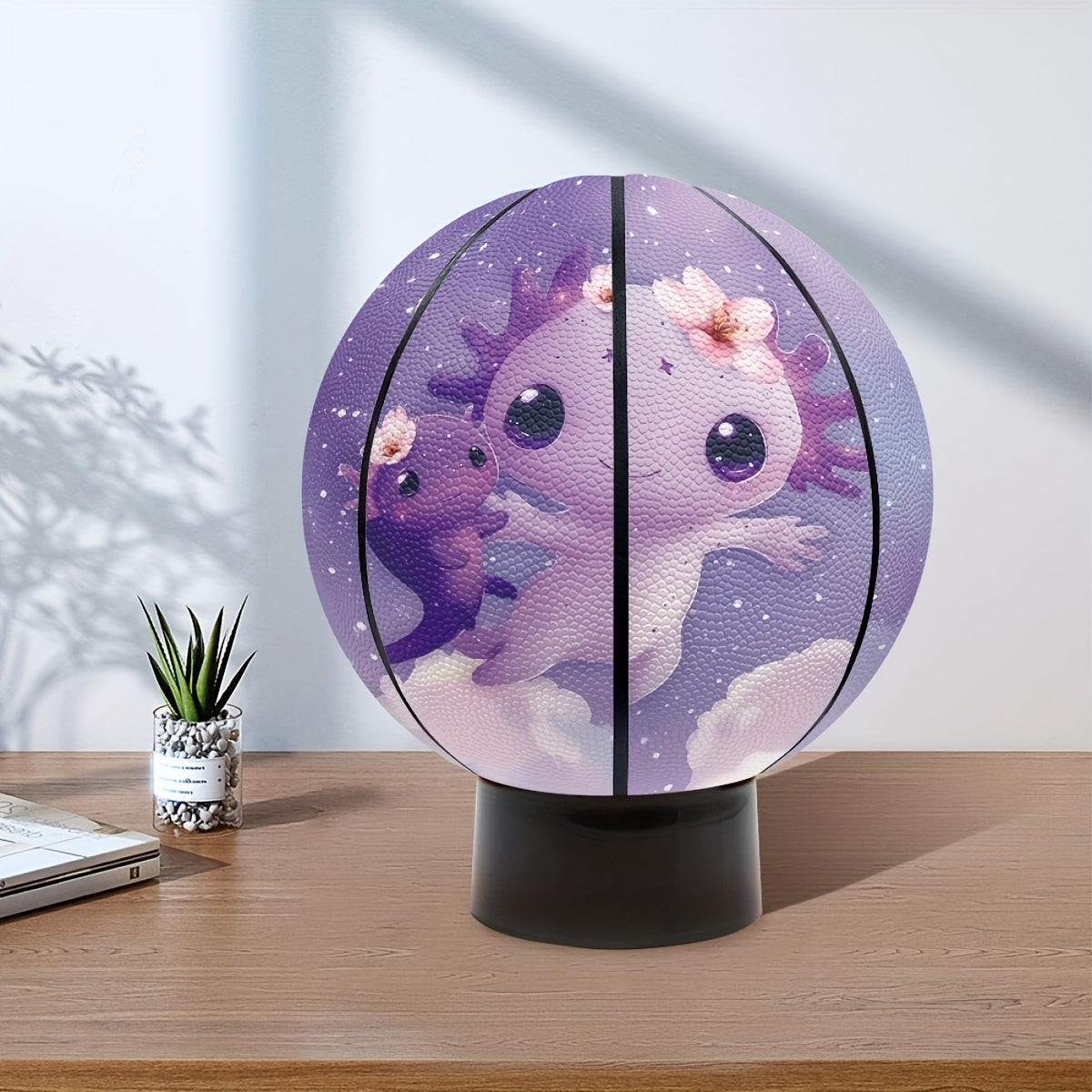 Customized No. 5\u002F7 Basketball - Cute Salamander Design, Durable Pu Material