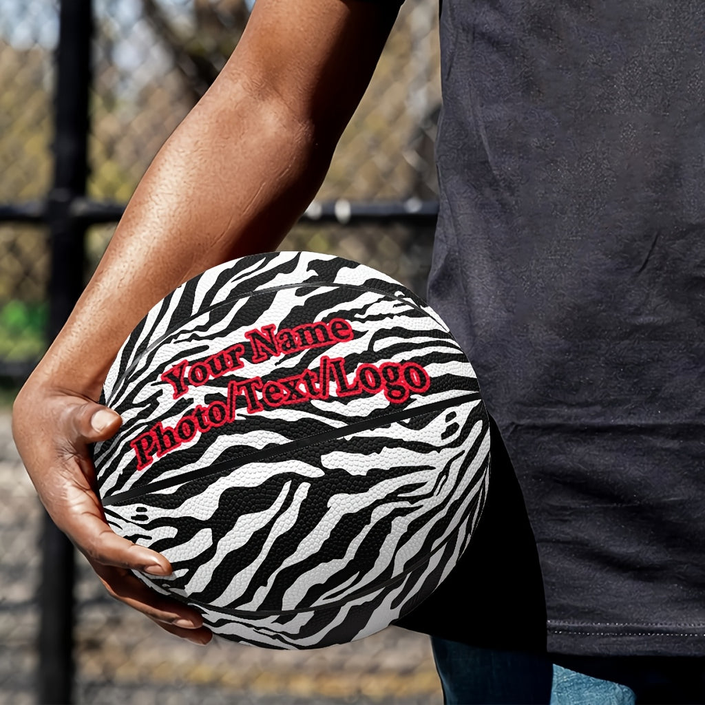 Zebra Print Custom Basketball-Add Your Design-Photo\u002FText\u002FLogo\u002FName