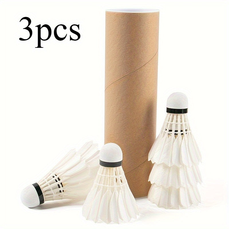 3pcs White & Black Feather Shuttlecocks - Aerodynamic Design for Stable Flight