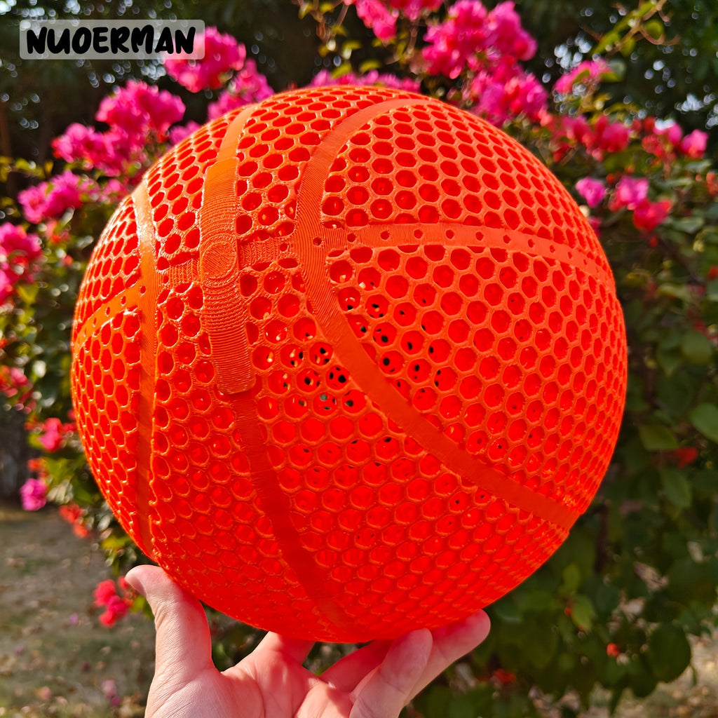 NUOERMAN 3D Printed Orange Basketball - No-Inflation Concept