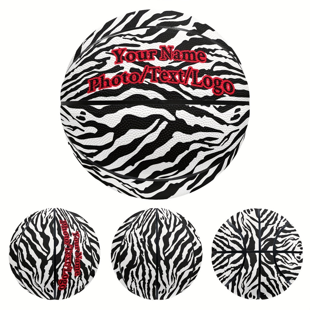 Zebra Print Custom Basketball-Add Your Design-Photo\u002FText\u002FLogo\u002FName