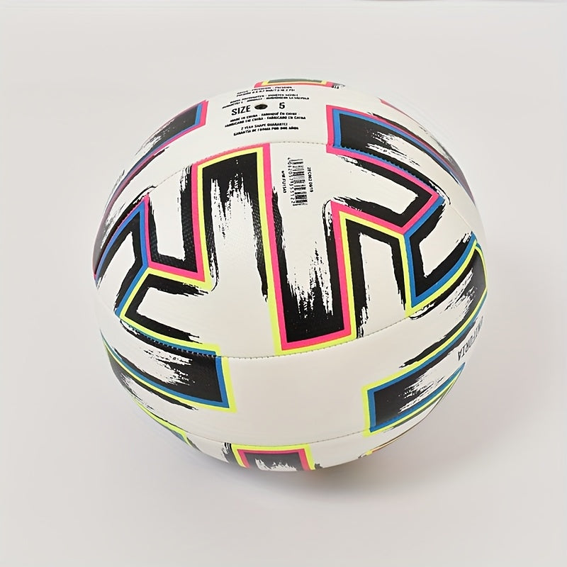 Custom Name 5 Soccer Ball - Personalized White with Colorful Stripes
