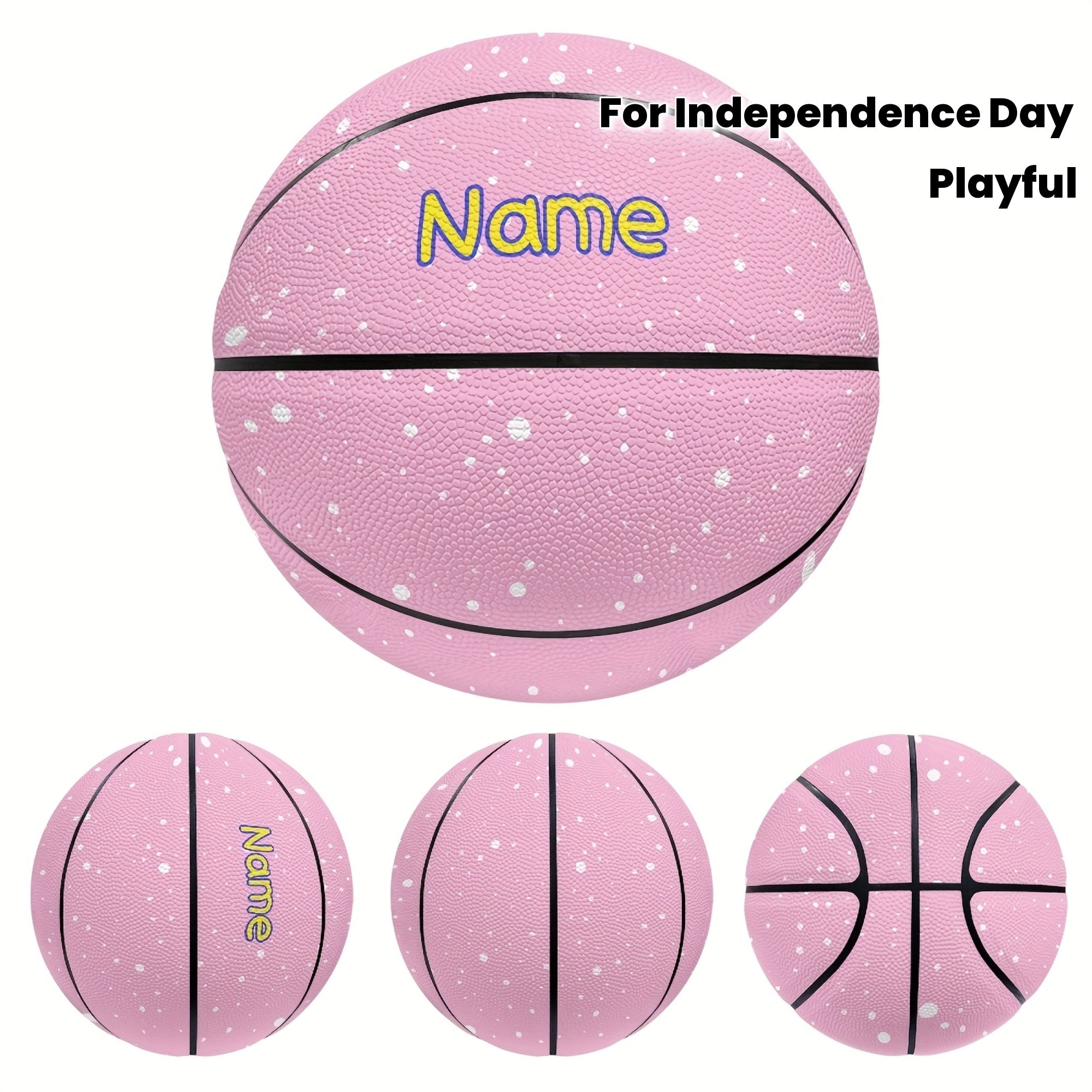 Custom Name Pink Basketball - Size 5\u002F7, Speckled Design Personalized Gift for Valentine's Day