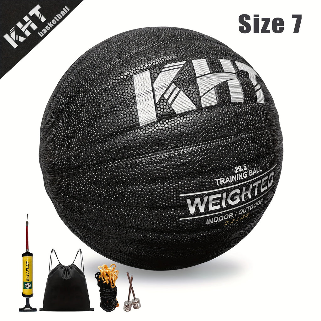 KHT Heavy-Duty Training Basketball - 2.2\u002F2.87\u002F3.31LB Size 7 - Weighted Absorbent PU Material