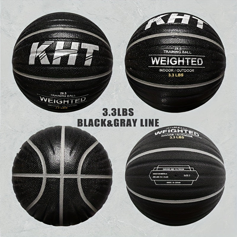 KHT Heavy-Duty Training Basketball - 2.2\u002F2.87\u002F3.31LB Size 7 - Weighted Absorbent PU Material