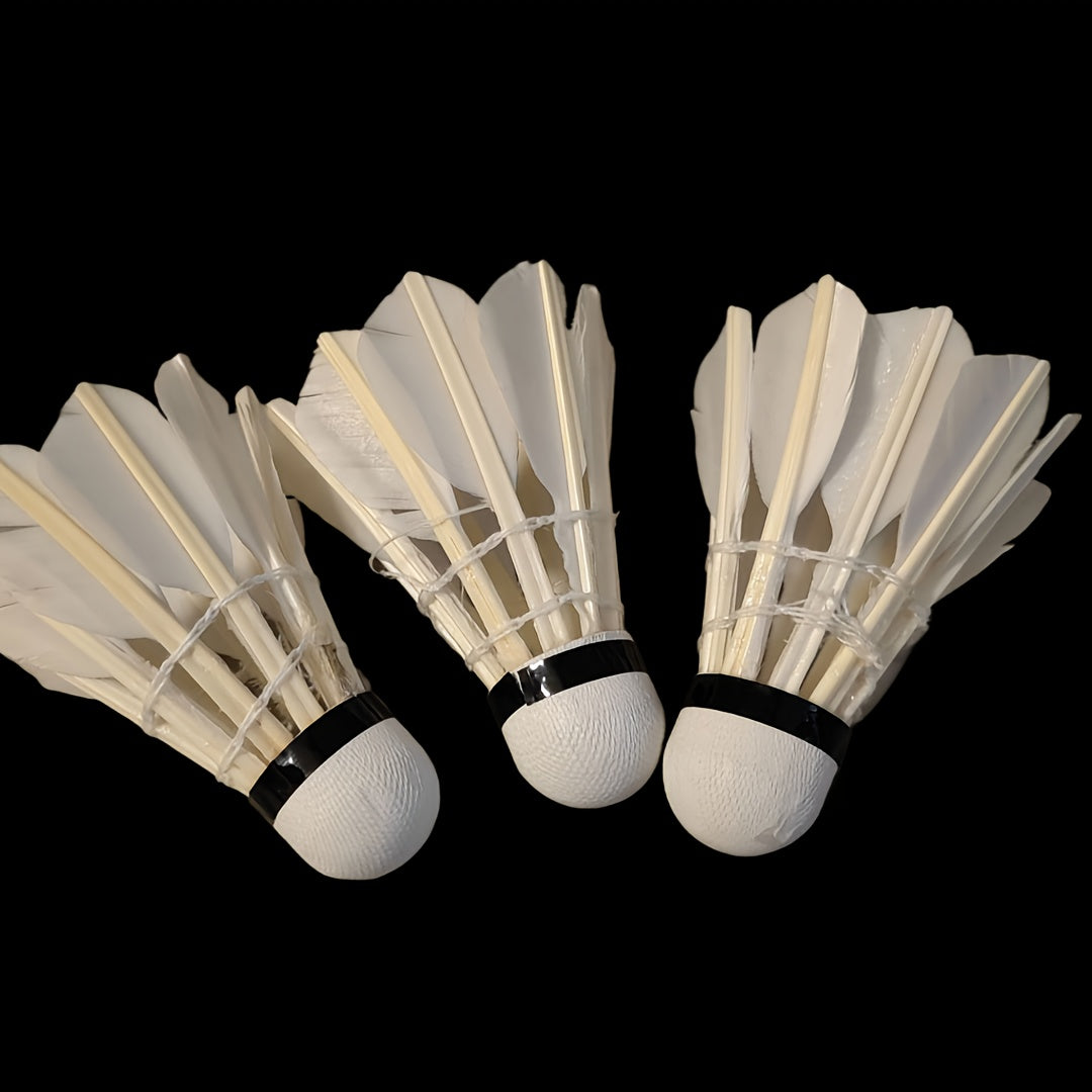 3pcs Badminton Shuttlecocks 3pcs Durable Badminton Shuttlecocks with White & Black Duck Feathers & Soft Foam Heads | Design for Training, Team Sports, Casual Play | Tennis & Short-Handled Paddle Accessories, Outdoor Recreation, Classic Shuttlecock